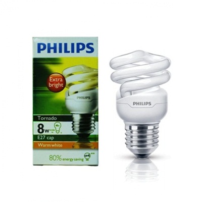 Lampu Tornado E27 8W Philips Putih